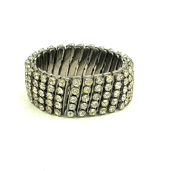 Vintage 5 Row Rhinestone Expansion Bracelet - Picture 9 of 12